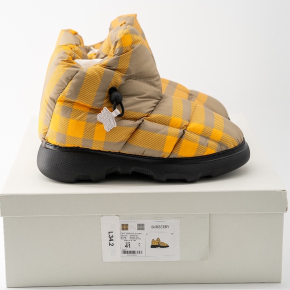 size 41eu 8us Burberry Pillow Boots Hunter Yellow Check Padded Drawstring - Picture 13 of 15